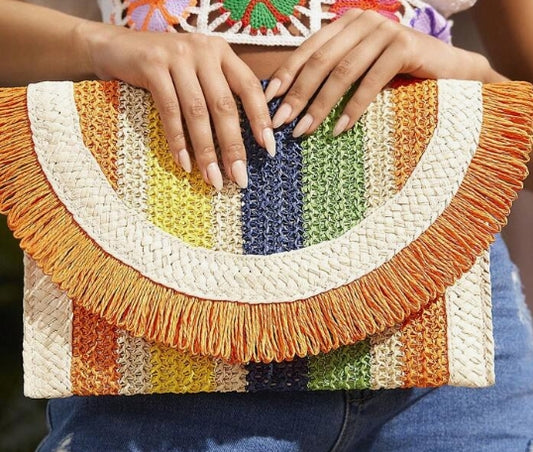 Orange Fringe Clutch